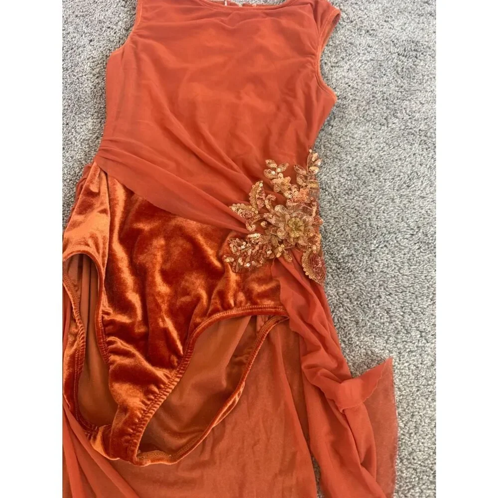 Alexandra Costumes Picking Up The Pieces Copper Dance Leotard Sz XS